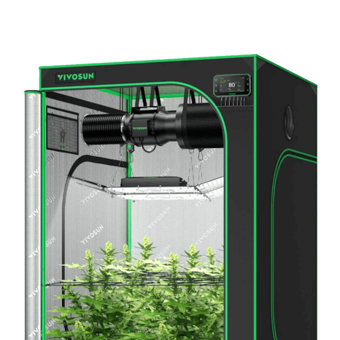 Smart Grow Tent Kit GIY-SGS-44 4x4, 4-Plant Complete System, with WiFi E42A+ Controller, 2x 200W AeroLight Wing SE LED Grow Light, and 6-inch AeroZesh G6 Ventilation Combo