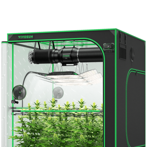 Smart Growbox Komplettset GIY-SGS-55 Pro 150 x 150 x 200 cm, Komplettsystem für 6 Pflanzen, mit WiFi E42A+ Controller, 3 x 200W AeroLight Wing LED Pflanzenlampe, 15 cm AeroZesh T6 Abluftset und AeroWave E6 Gen2 Gen2 Clip Fan