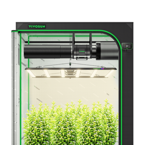 Smart Grow Tent Kit 5x5 Complete Indoor Grow System with Smart Controller, Full-Spectrum LED Grow Light & Ventilation Automation System, 1680D Mylar Tent 60"x60"x80"