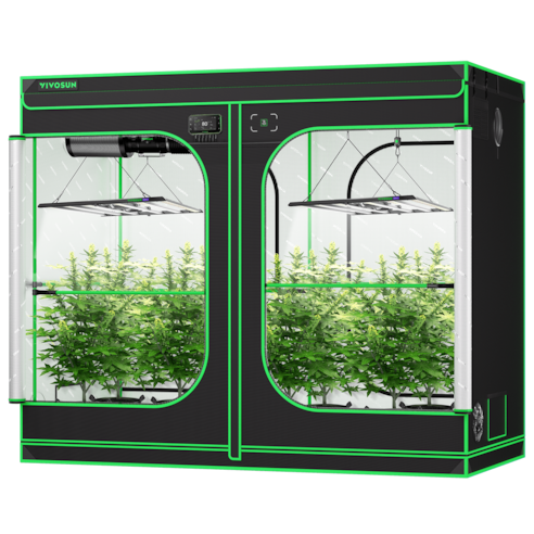 Smart Grow Tent Kit Pro 4x8, 8-Plant Complete System, with WiFi E42A+ Controller, 2x 500W LumaLight LED Grow Light, and 8-inch AeroZesh T8 Ventilation Combo