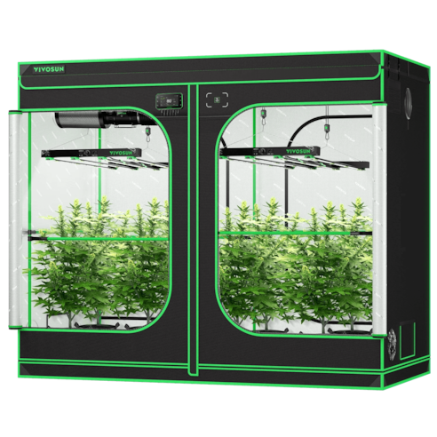 Smart Grow Tent Kit GIY-SGS-84 Pro 4x8, 8-Plant Complete System, with WiFi E42A+ Controller, 2x 450W VSFD4500 LED Grow Light, and 8-inch AeroZesh T8 Ventilation Combo