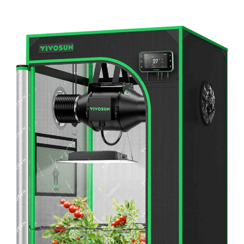 CLEARANCE | Smart Grow Tent Kit GIY-SGS-22 2x2, 1-Plant Complete System, with WiFi E42A+ Controller, 100W AeroLight SE LED Grow Light, and 4-inch AeroZesh G4 Ventilation Combo