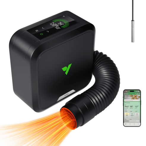 AeroFlux W120 PTC Grow Tent Heater with Thermostat, App & VPD Monitoring for Indoor Grow Tent Climate Control
