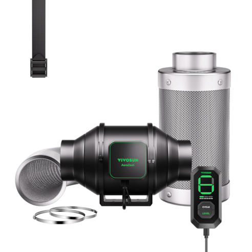 Smart Air Filtration Kit 4″, AeroZesh S4 Inline Fan with Carbon Filter & Ducting Combo