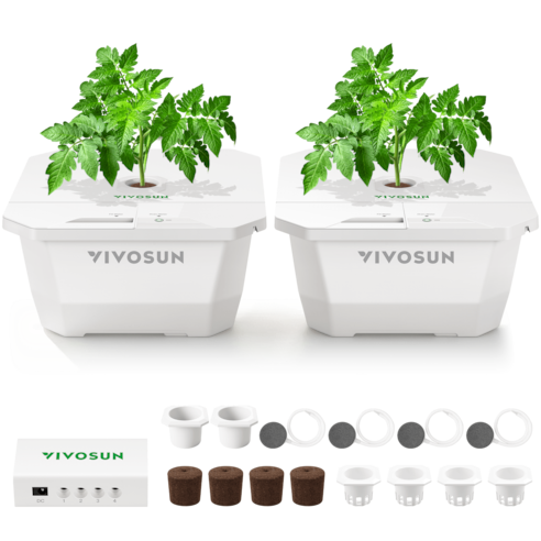 FlexFeed 4-Gallon DWC Hydroponic System Kit, Deep Water Culture Grow Kit with Smart Controller, App Water Temperature Monitoring & Air Pump, for Grow Tents, 2-Bucket