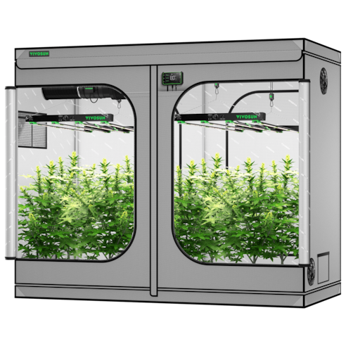 Smart Grow Tent Kit GIY-SGS-G84 4x8, 8-Plant Complete System, with WiFi E42A Controller, 2x 450W VSFD4500 LED Grow Light, and 8-inch AeroZesh G8 Ventilation Combo