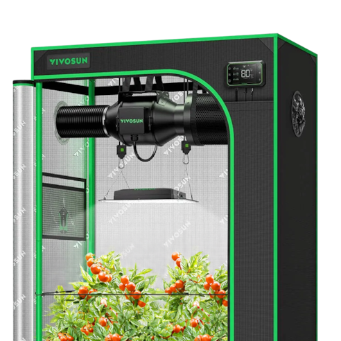 CLEARANCE | Smart Grow Tent Kit GIY-SGS-32 2x3, 2-Plant Complete System, with WiFi E42A+ Controller, 100W AeroLight SE LED Grow Light, and 4-inch AeroZesh G4 Ventilation Combo
