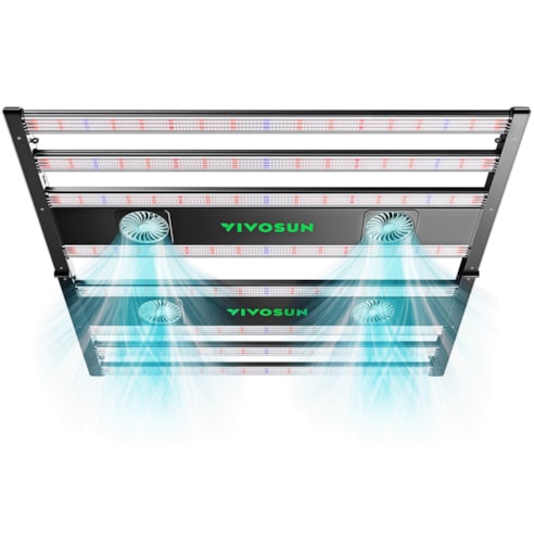 VIVOSUN AeroLight 850W LED Pflanzenlampe, Indoor-Anbau Lichtleiste mit integriertem Umluftventilator, Vollspektrum Pflanzenlampe für Growzelt, App-Steuerung, GrowHub-kompatibel, dimmbar, 150 x 150 cm Abdeckfläche