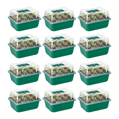 12-Pack Seed Starter Trays, 144-Cell Seed Starter Kit with Humidity Dome