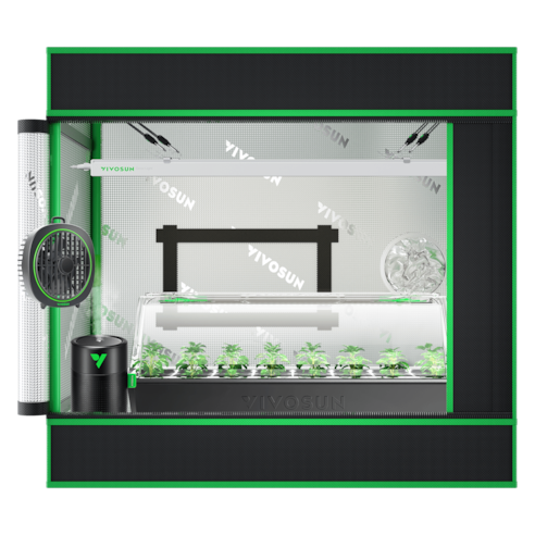 Clone Tent Kit 20″x14″x21″, with LED Linear Grow Light, Seed Starter Tray, Heat Mat, AeroStream U075 Humidifier, and AeroWave D4 Clip Fan