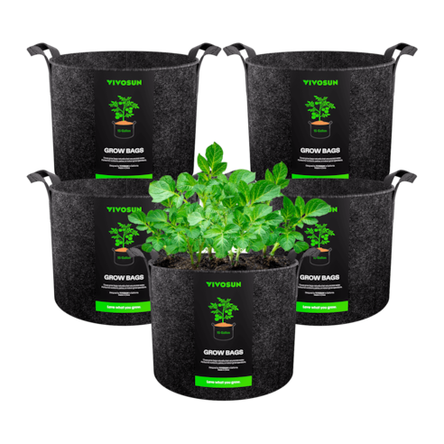 15 Gallon Grow Bags 5-Pack Black Thickened Nonwoven Fabric Pots with Handles