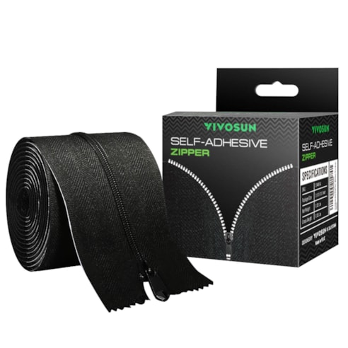 Self-Adhesive Heavy Duty Zipper for Debris Barriers Zipper Door, Greenhouse, Indoor Outdoor Tent, 3In. x 7Ft.