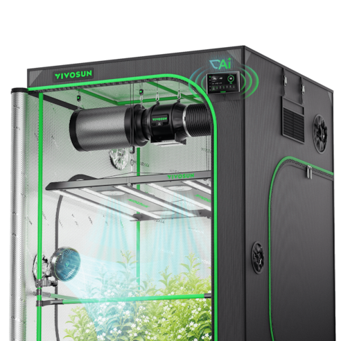 Smart AI Grow Tent System 4x4 Indoor Smart Grow System with Self-Learning AI Controller, Dynamic Airflow & Tunable Spectrum, Automated Climate Control, 2000D Mylar Tent 48"x48"x80"
