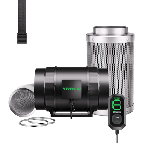 Smart Air Filtration Kit 8″, AeroZesh S8 Inline Fan with E12 Speed Controller, Carbon Filter & Ducting Combo