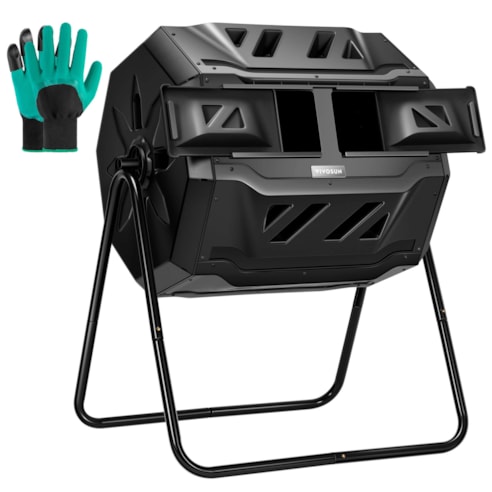 Tumbling Composter Dual Rotating Batch Compost Bin 43 Gallon Black