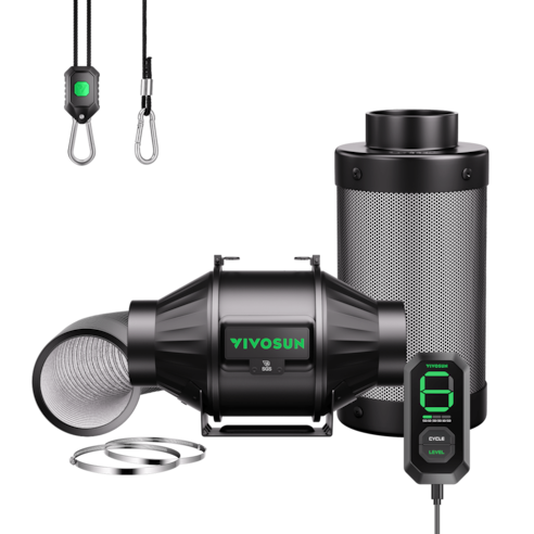 Smart Air Filtration Kit 4″, AeroZesh T4 Inline Fan with E12 Speed Controller, Carbon Filter & Ducting Combo