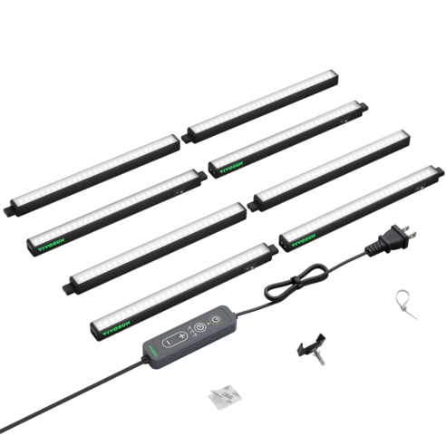 T5 Grow Lights for Indoor Plants, 5000K Full Spectrum 56W (8 x 7W), 1FT LED Plant Light Strip with Timer & Dimming Controller for Seed Starting, 8-Pack