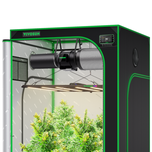 Smart Grow Tent Kit 4x4, 4-Plant Complete System, with WiFi E42A+ Controller, LumaLight 500W LED Grow Light, 6-inch AeroZesh G6 Ventilation Combo