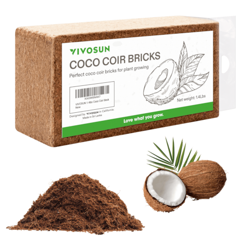 Coco Coir Brick, 1.4lbs 100% Natural Organic Compressed Coconut Coir Fiber with Low EC
