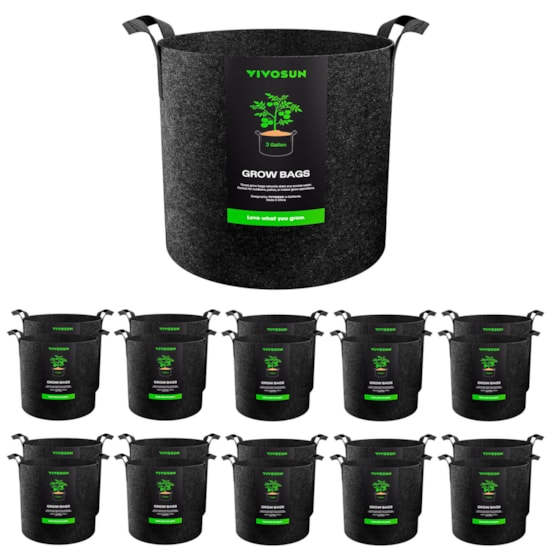 20-Pack 3 Gallon Grow Bags, Heavy Duty Thickened Nonwoven Fabric Pots with Handles for Flowers Fruits and Vegetables Black