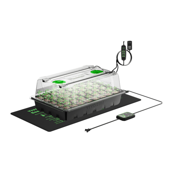 1-Pack 40-Cell Seed Starter Trays with 1 Set of LED Lights and 10"x20.75" Seedling Heat Mat