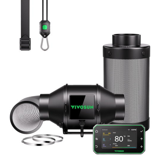 Smart Air Filtration PRO G4 Kit 4", AeroZesh G4 Inline Duct Fan w/GrowHub E42A+ Temp. Humidity WiFi-Controller, Carbon Filter & Ducting, Cooling & Ventilation System for Grow Tent, Hydroponics