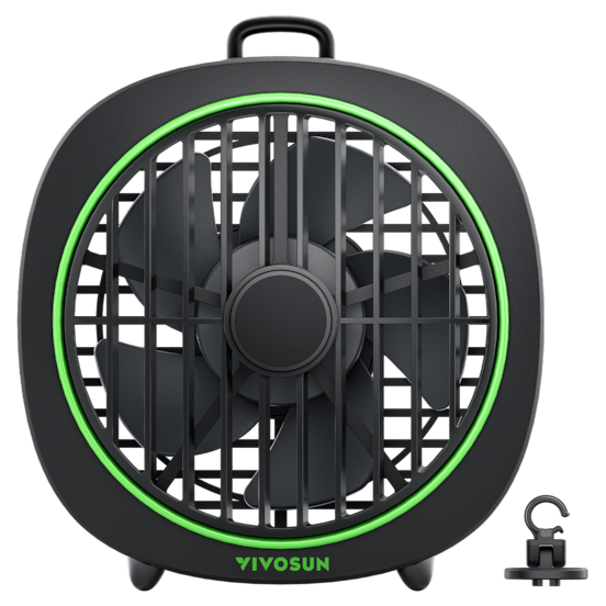 AeroWave D4, 4” Grow Tent Clip Fan with Detachable Hook, Black