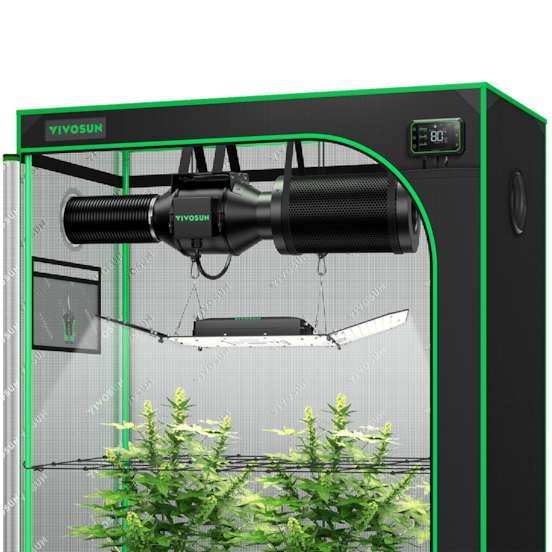 Smart Grow Tent Kit GIY-SGS-42 2x4, 2-Plant Complete System, with WiFi E42A Controller, 200W AeroLight Wing SE LED Grow Light, and 4-inch AeroZesh G4 Ventilation Combo