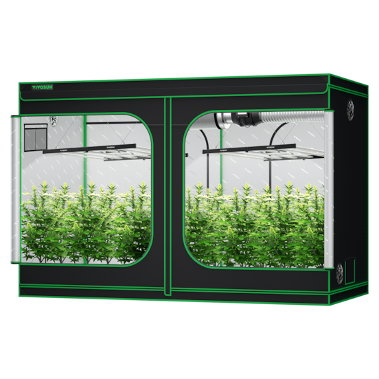Standard Grow Tent Kit GIY-105 5x10, 12-Plant Complete System, with 2x 645W VSFL6450 LED Grow Light, and 8-inch Ventilation Combo