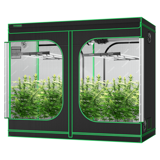Standard Grow Tent Kit GIY-84 4x8, 8-Plant Complete System, with 2x 430W VSFL4300 LED Grow Light, and 8-inch Ventilation Combo