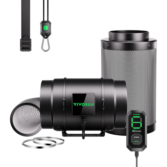 Smart Air Filtration Kit 8″, AeroZesh G8 Inline Fan with E12 Speed Controller, Carbon Filter & Ducting Combo