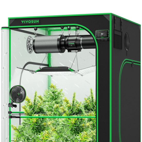 Smart Grow Tent Kit Pro 4x4, 4-Plant Complete System, with WiFi E42A+ Controller, 400W AeroLight Wing LED Grow Light, 6-inch AeroZesh T6 Ventilation Combo, and AeroWave E6 Gen2 Clip-on Fan