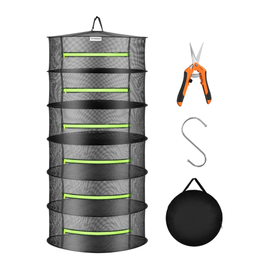 6-Layer Mesh Drying Rack Hanging Design with Green Zippers