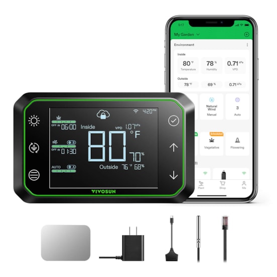 GrowHub E42A Controller for Grow Tent, Smart Environmental WiFi-Controller with Temperature, Humidity, Timer, Cycle, Schedule Controls, Data App