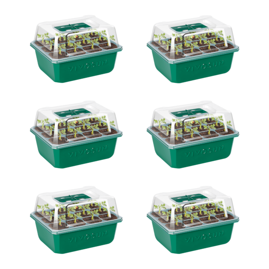 6-Pack Seed Starter Trays, 72-Cell Seed Starter Kit with Humidity Dome