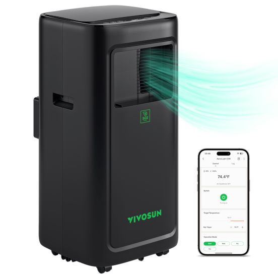 AeroLush C08 Intelligent Air Conditioner, 4-in-1 Function, with Temperature & Humidity Sensor Probe