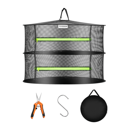 2-Layer Mesh Drying Rack Hanging Design with Green Zippers