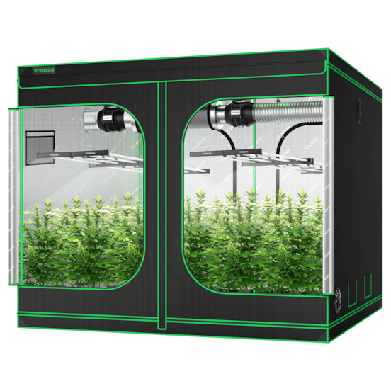 Standard Grow Tent Kit GIY-88 8x8, 16-Plant Complete System, with 4x 430W VSFL4300 LED Grow Light, and 2x 8-inch Ventilation Combo