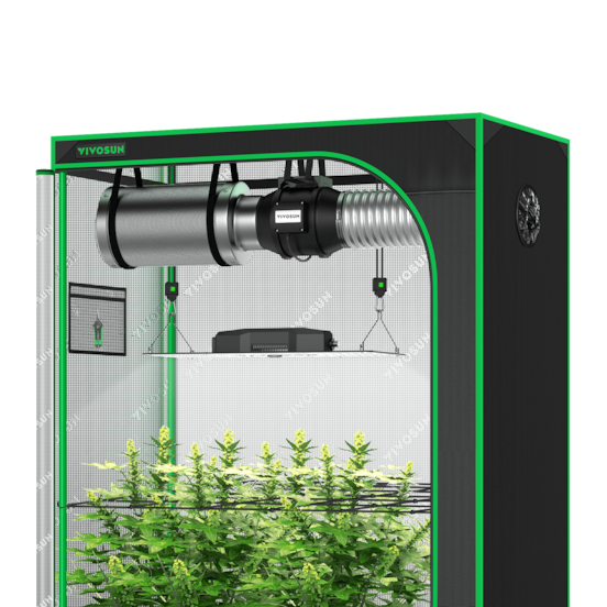 Standard Grow Tent Kit GIY-52 2x5, 3-Plant Complete System, with 200W VS2000 LED Grow Light, and 6-inch Ventilation Combo