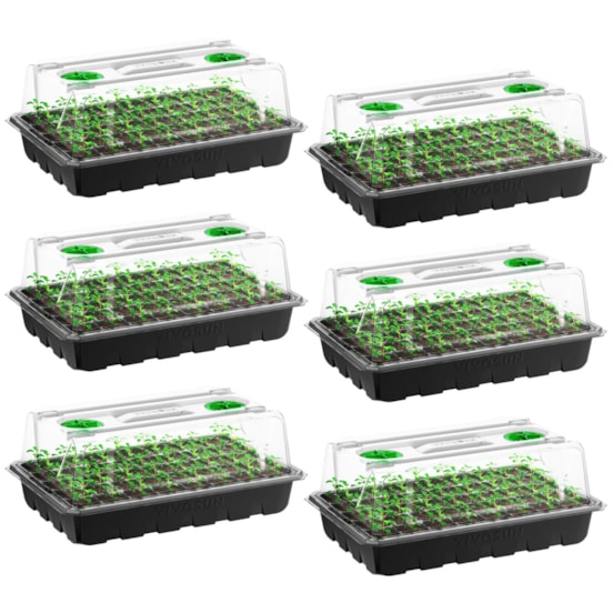 6-Pack Seed Starter Trays, 240-Cell Seed Starter Kit with Humidity Dome