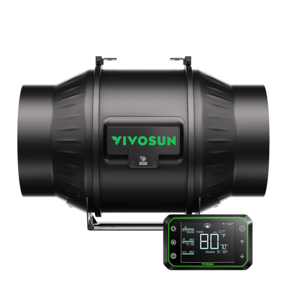 AeroZesh T6 Inline Fan 6″ with E42A Temp. Humidity WiFi Controller, PWM-Controlled EC Fan for Grow Tent Ventilation