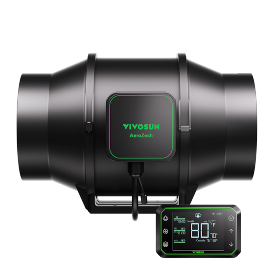 AeroZesh S6 Inline Fan 6″ with E42A Temp. Humidity WiFi Controller, PWM-Controlled EC Fan for Grow Tent Ventilation
