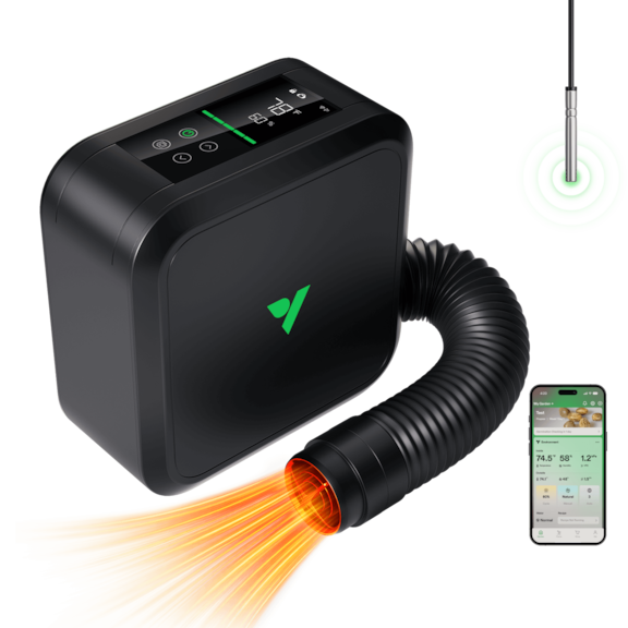 AeroFlux Smart Growzelt-Heizung mit VPD-Steuerung, 700W PTC-Heizung mit 5 Leistungsstufen, App-Steuerung, Überhitzungs- & Kippschutz