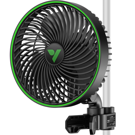 AeroWave E6 Gen2 Clip Fan, EC-Motor, mit automatischer Oszillation, Luftzirkulator für die Growbox, Schwarz