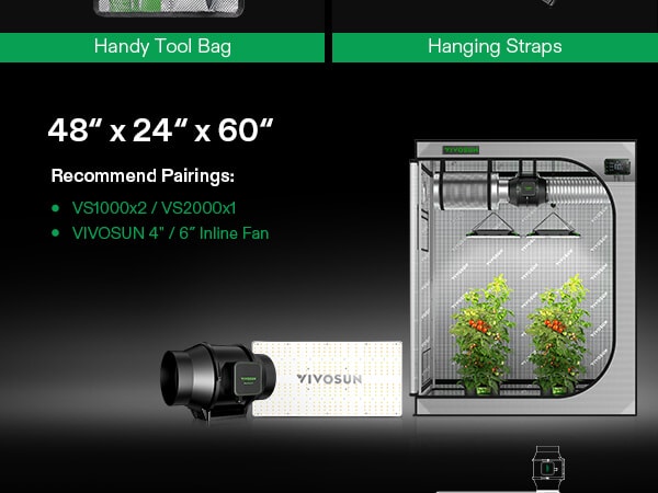 VIVOSUN Gray 4x4 Grow Tent, VST-G448 Upgraded Professional Mylar Hydroponic  Tent 48 x 48 x 80