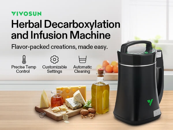 2-in-1 Weed Decarboxylator & Infuser Machine - Adjustable Temp (32-250°F), 1.2L Capacity, 304 Stainless Steel Butter Maker With Recipes