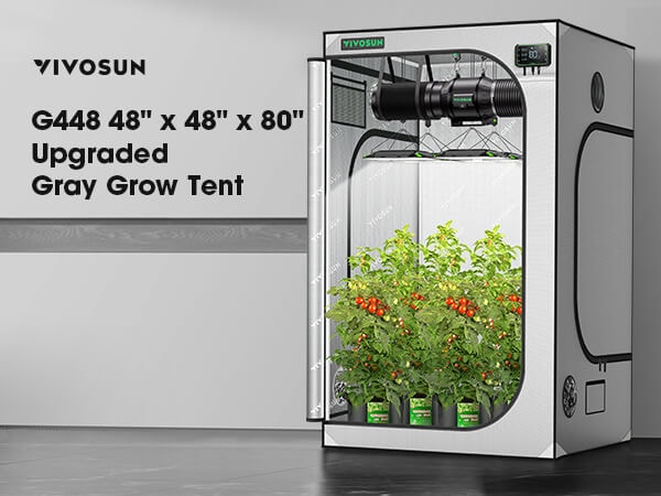 VIVOSUN Gray 4x4 Grow Tent, VST-G448 Upgraded Professional Mylar Hydroponic  Tent 48 x 48 x 80