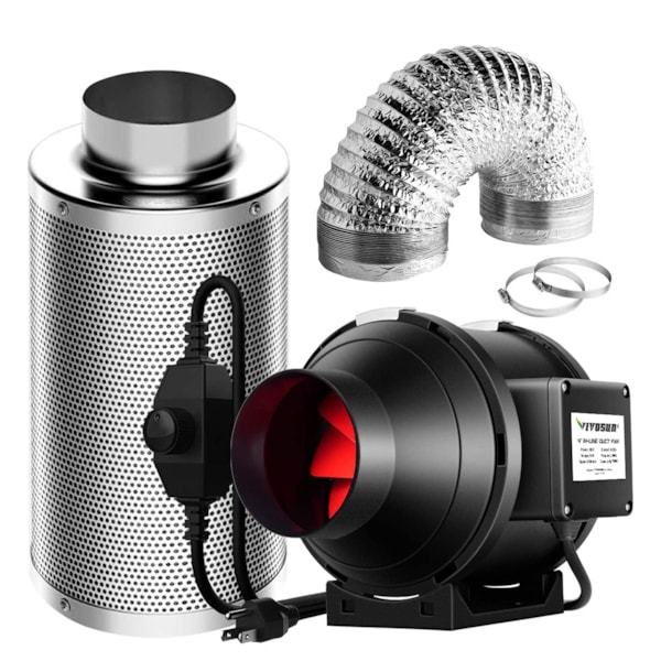 Details about   VIVOSUN 6" Inline Fan W/ Variable speed Controller Carbon Filter Kit Ventilation 