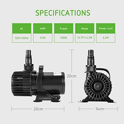 80 GPH Adjustable Oase Submersible Water Pump Statuary Fish Fountain Hydroponic 