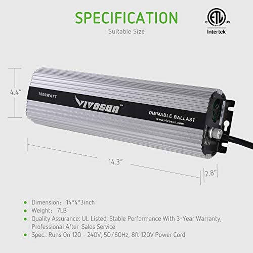 Details about   VIVOSUN 1-Pack 1000Watt HPS Grow Light Bulb Lamp CCT 2100K 140,000 Lumens 